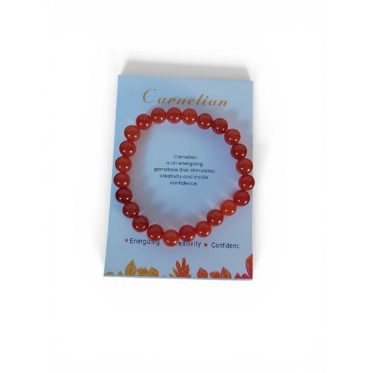 Ash & Sea Red Carnelian Beaded Bracelet 8mm Gemstone Healing Jewelry