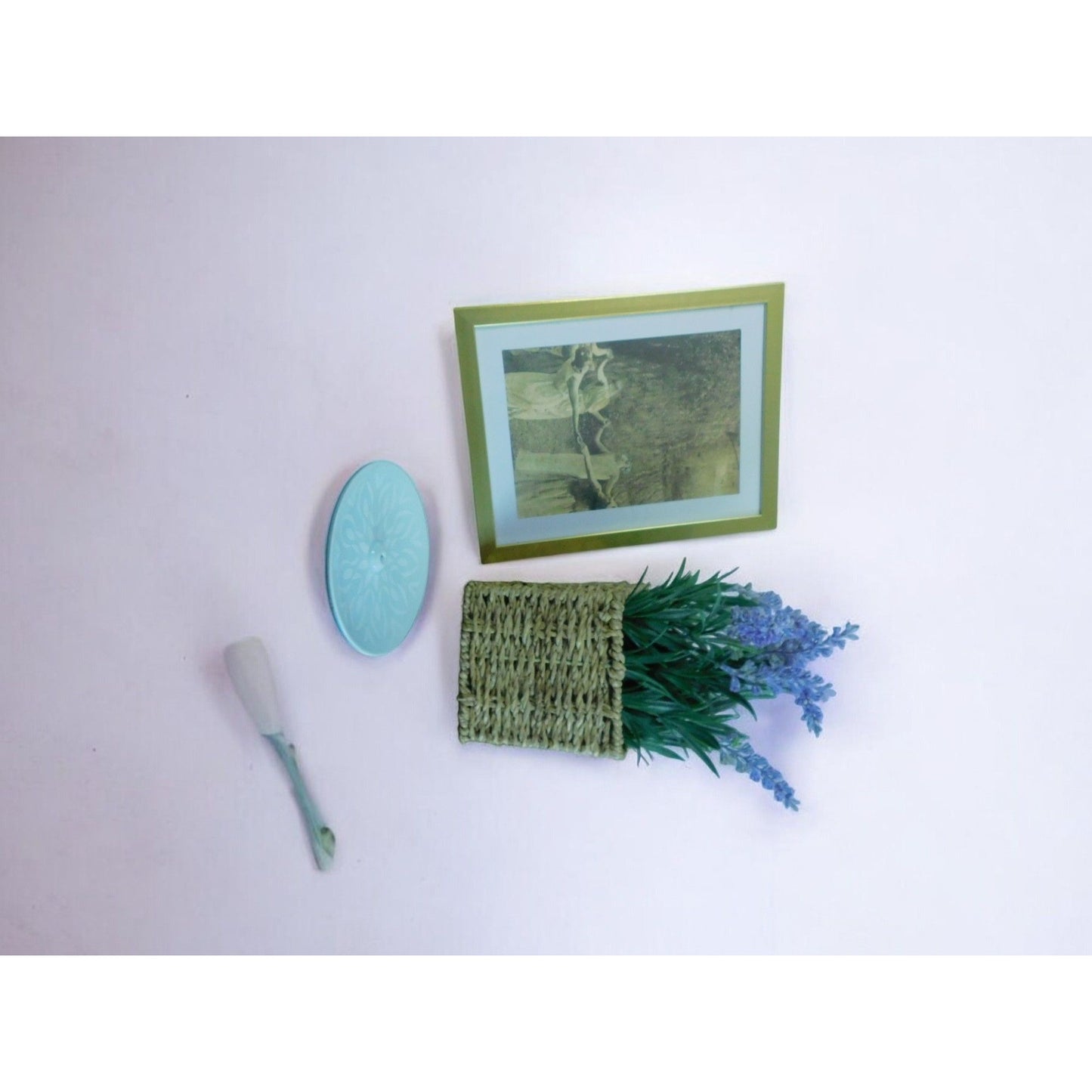 Porte-encens en céramique floral bleu 4" Décoration d'intérieur