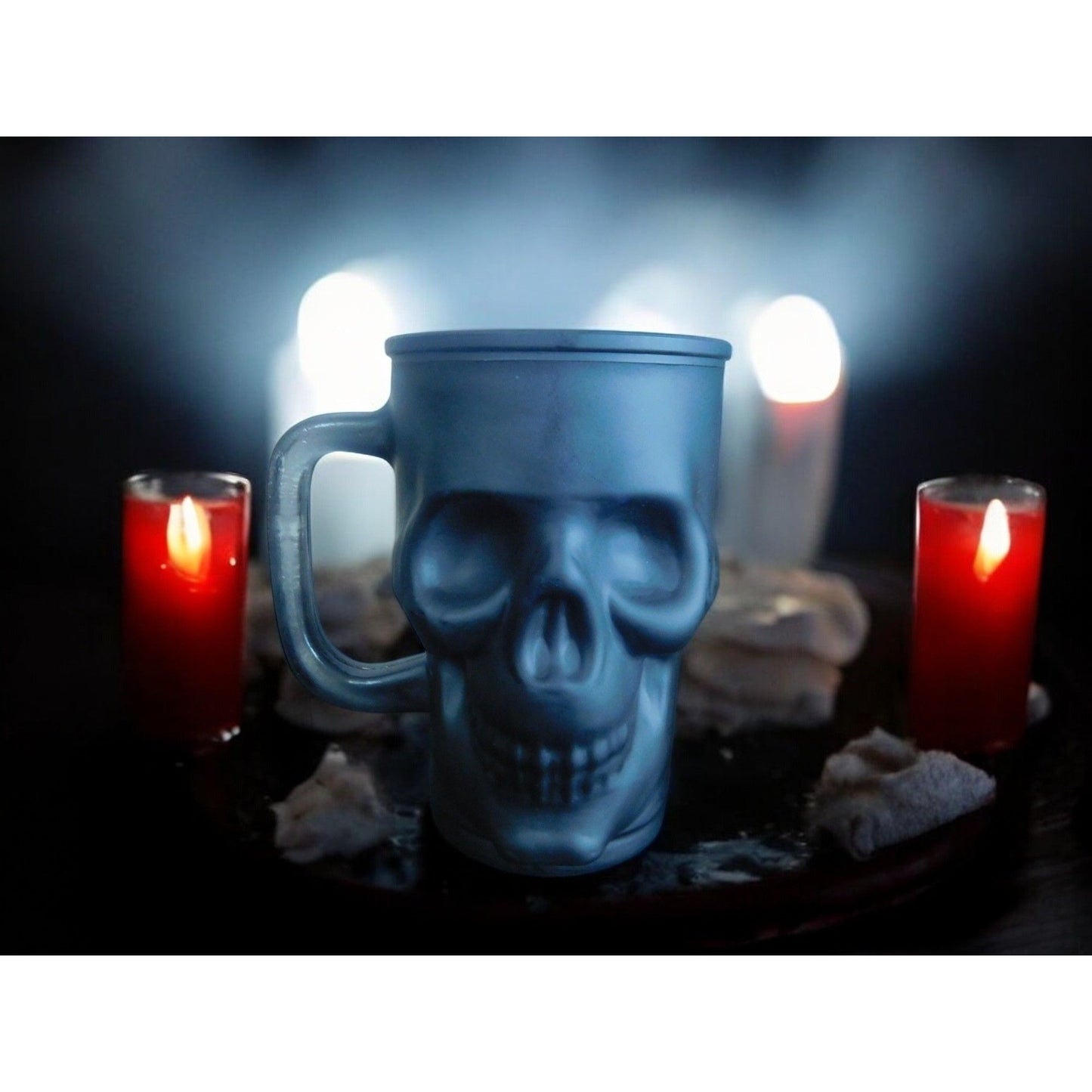 Tasse en verre noir mat avec tête de mort, tasse à café et thé gothique de 20 oz avec poignée, décoration d'Halloween