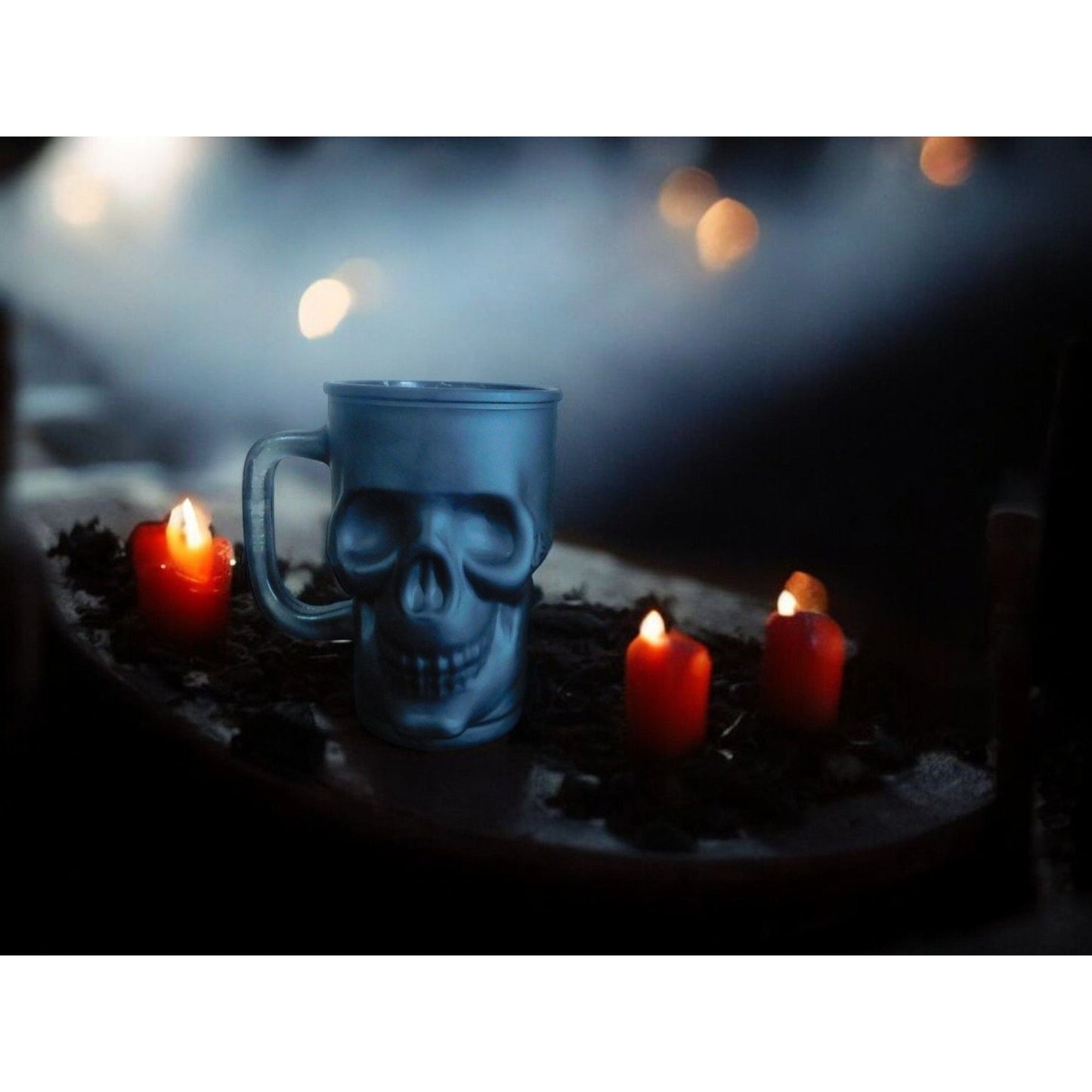 Tasse en verre noir mat avec tête de mort, tasse à café et thé gothique de 20 oz avec poignée, décoration d'Halloween