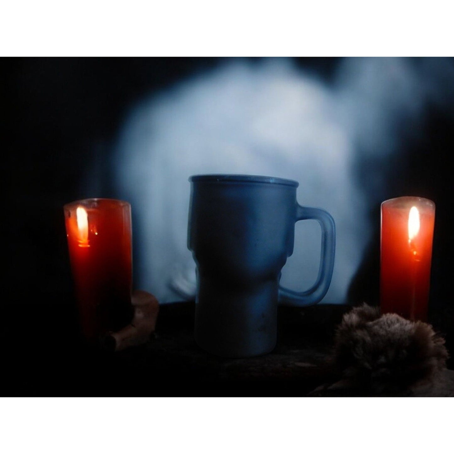 Tasse en verre noir mat avec tête de mort, tasse à café et thé gothique de 20 oz avec poignée, décoration d'Halloween