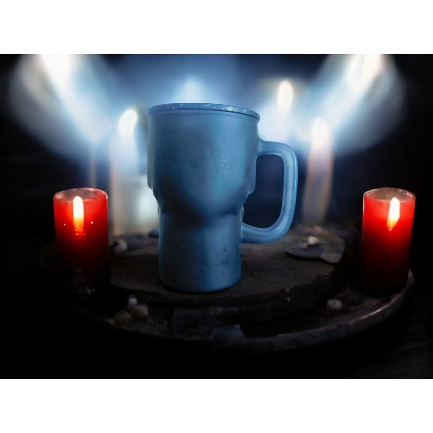 Tasse en verre noir mat avec tête de mort, tasse à café et thé gothique de 20 oz avec poignée, décoration d'Halloween
