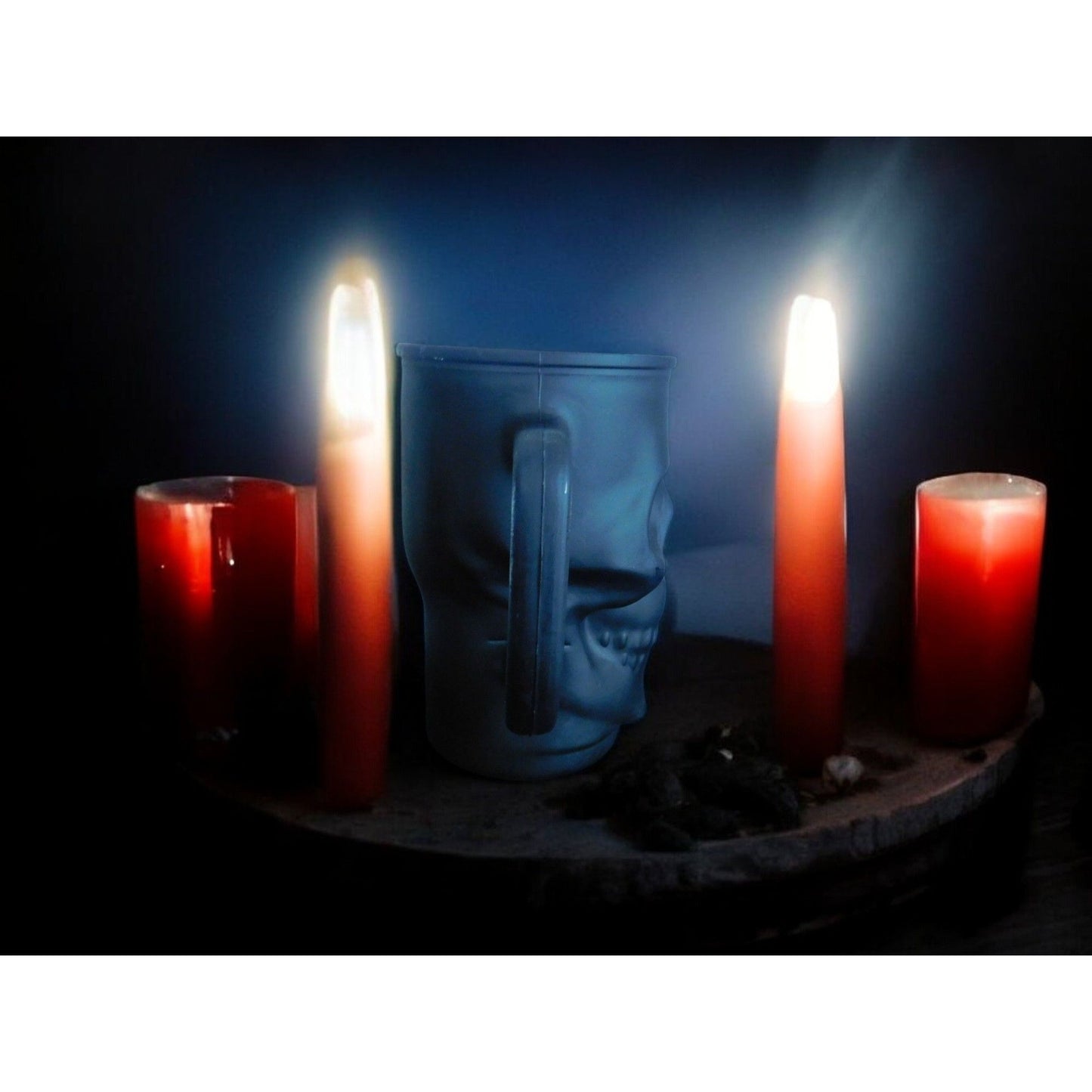 Tasse en verre noir mat avec tête de mort, tasse à café et thé gothique de 20 oz avec poignée, décoration d'Halloween