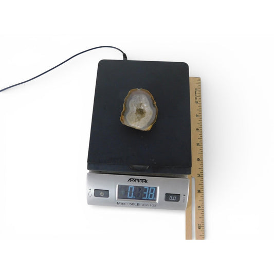 Vtg Grey Agate Geode Standing Stone Polished Druzy Crystal Altar Decor 0.38lbs