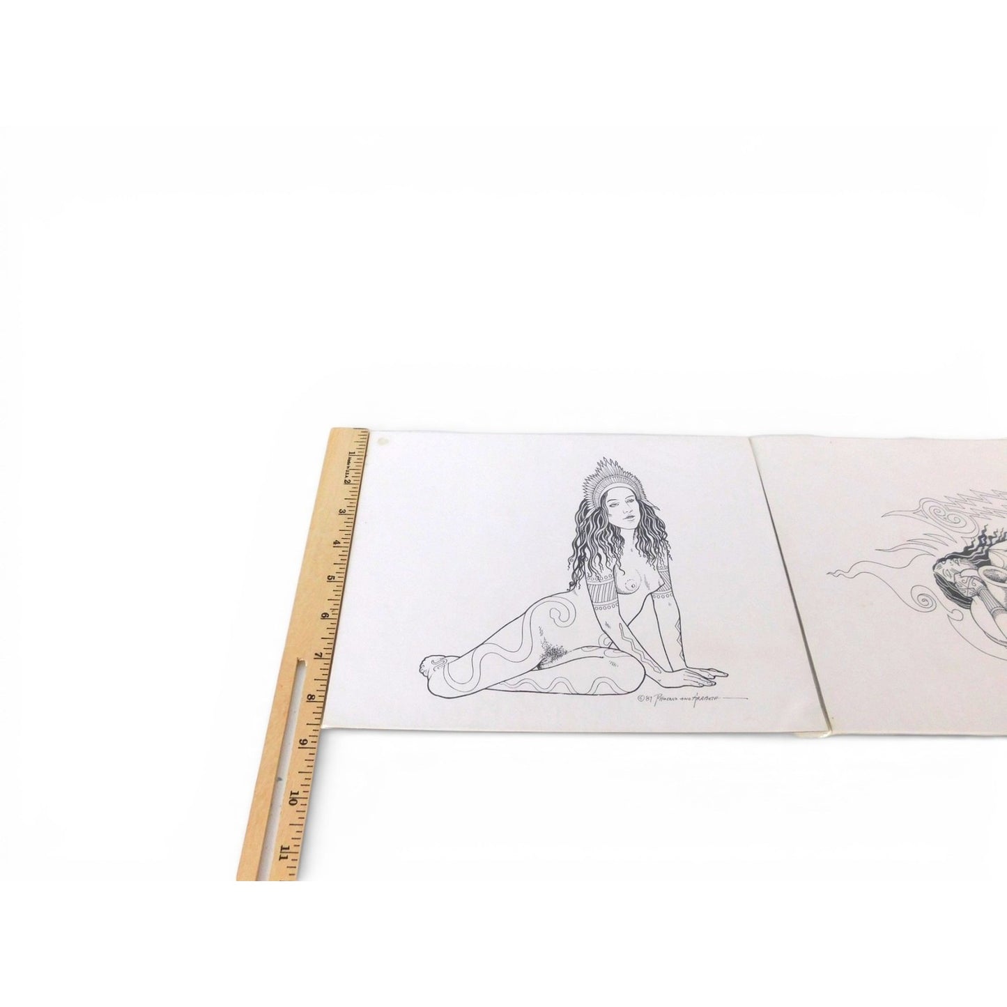 Vtg Phoenix & Arabeth Body Designs Tattoo Flash Art Prints Set Of 2 Vintage Nude