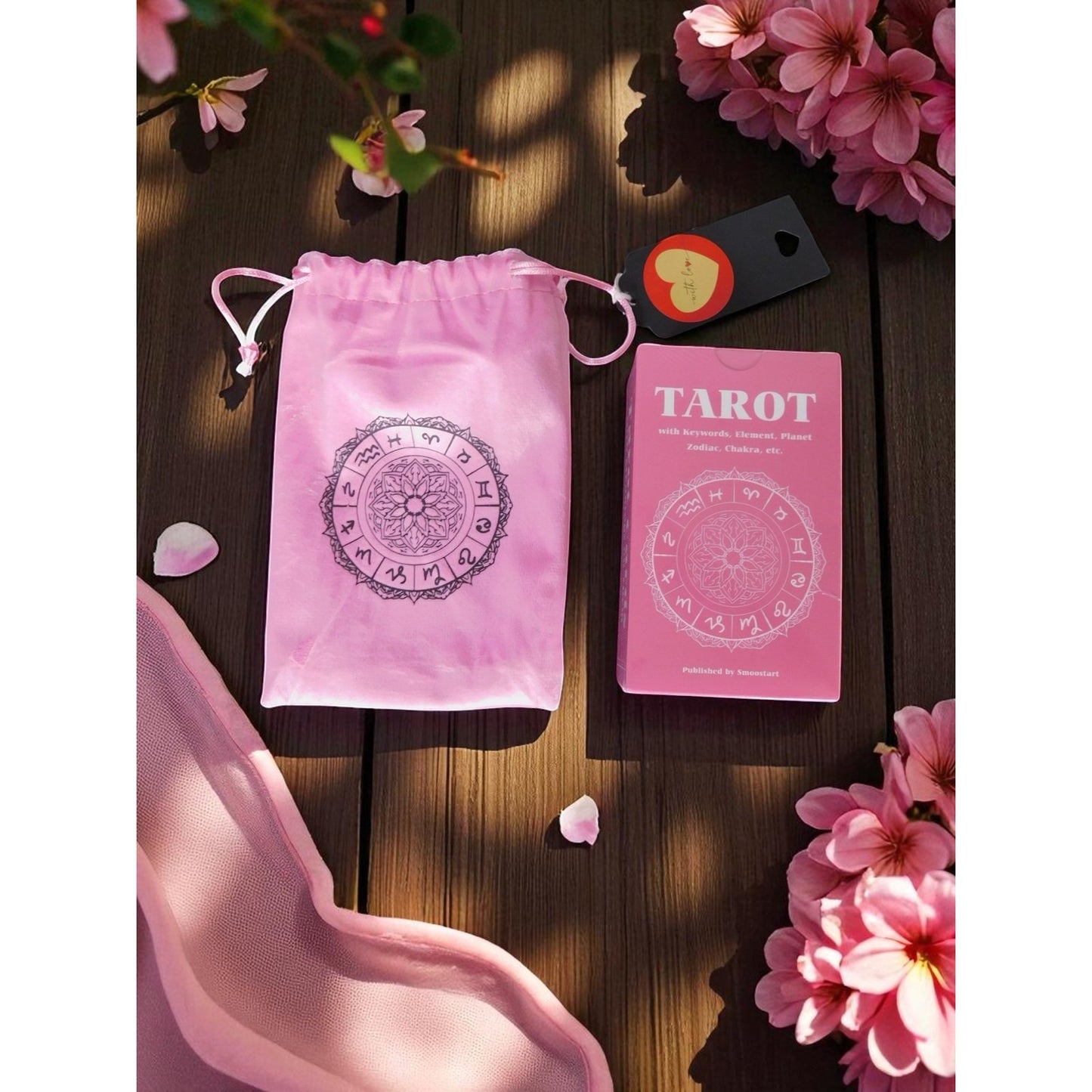 Pink Tarot Cards with Meanings on Them Keywords Guidebook Zodiac Set Smoostart