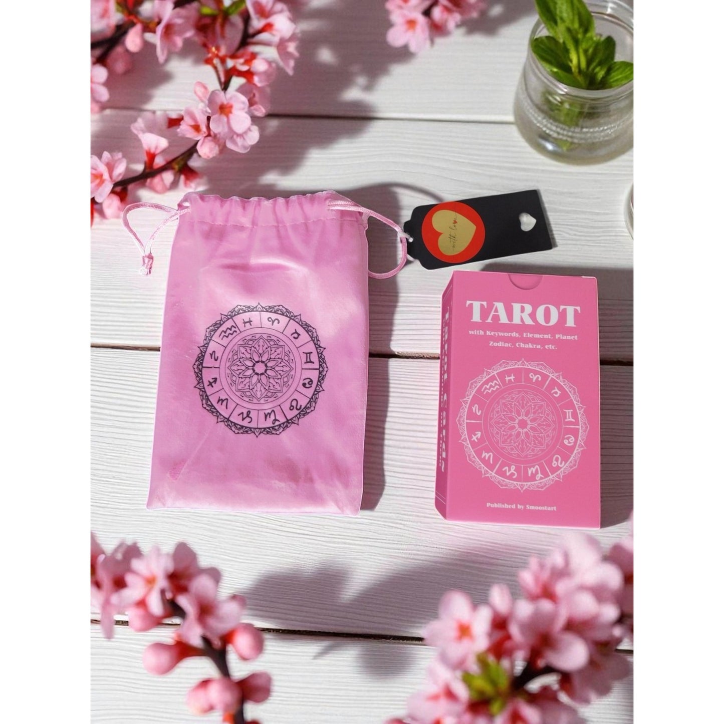 Pink Tarot Cards with Meanings on Them Keywords Guidebook Zodiac Set Smoostart