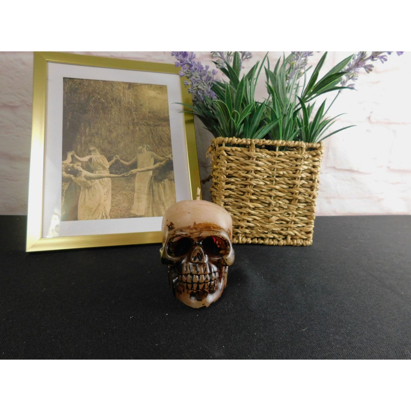 Bougie décorative pour la maison en forme de crâne 3" Gothique, sorcière, effrayant, Halloween sans parfum