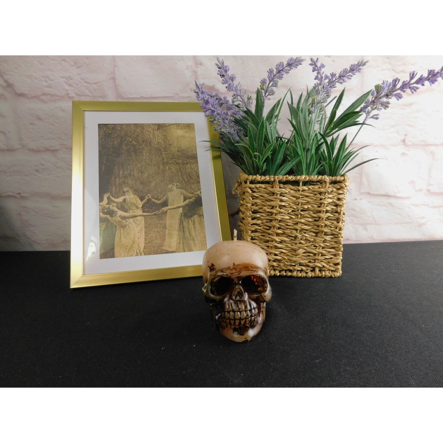 Bougie décorative pour la maison en forme de crâne 3" Gothique, sorcière, effrayant, Halloween sans parfum