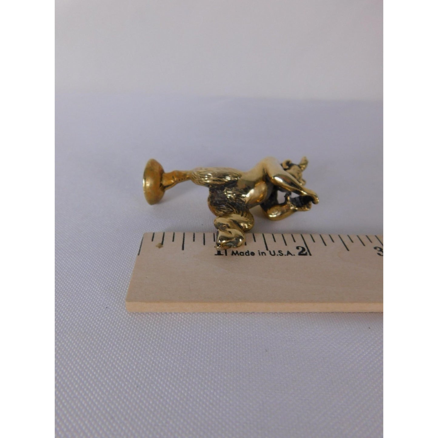 Mini Papo Satyr Faun Figurine Brass Tone Gold Metal Fantasy Pagan Altar Decor