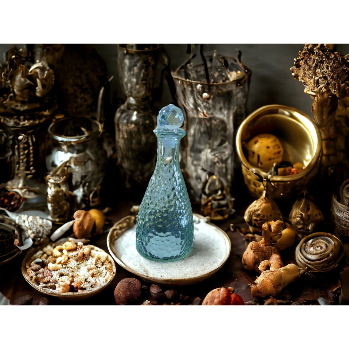 Carafe avec bouchon en verre martelé transparent d'inspiration vintage au design texturé