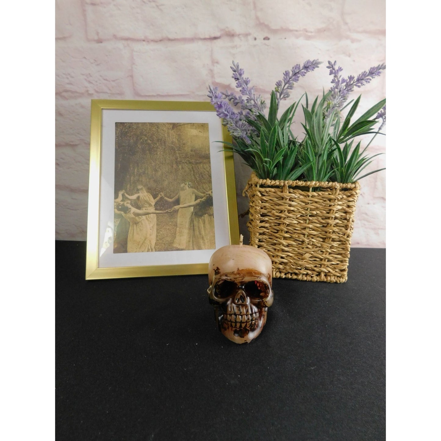 Bougie décorative pour la maison en forme de crâne 3" Gothique, sorcière, effrayant, Halloween sans parfum