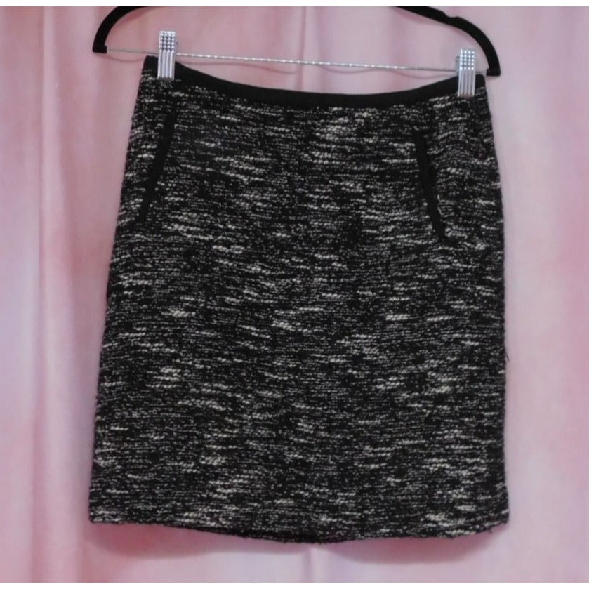 Mini-jupe en tweed mélangé de laine Talbots Petites pour femmes 4P avec poches noires