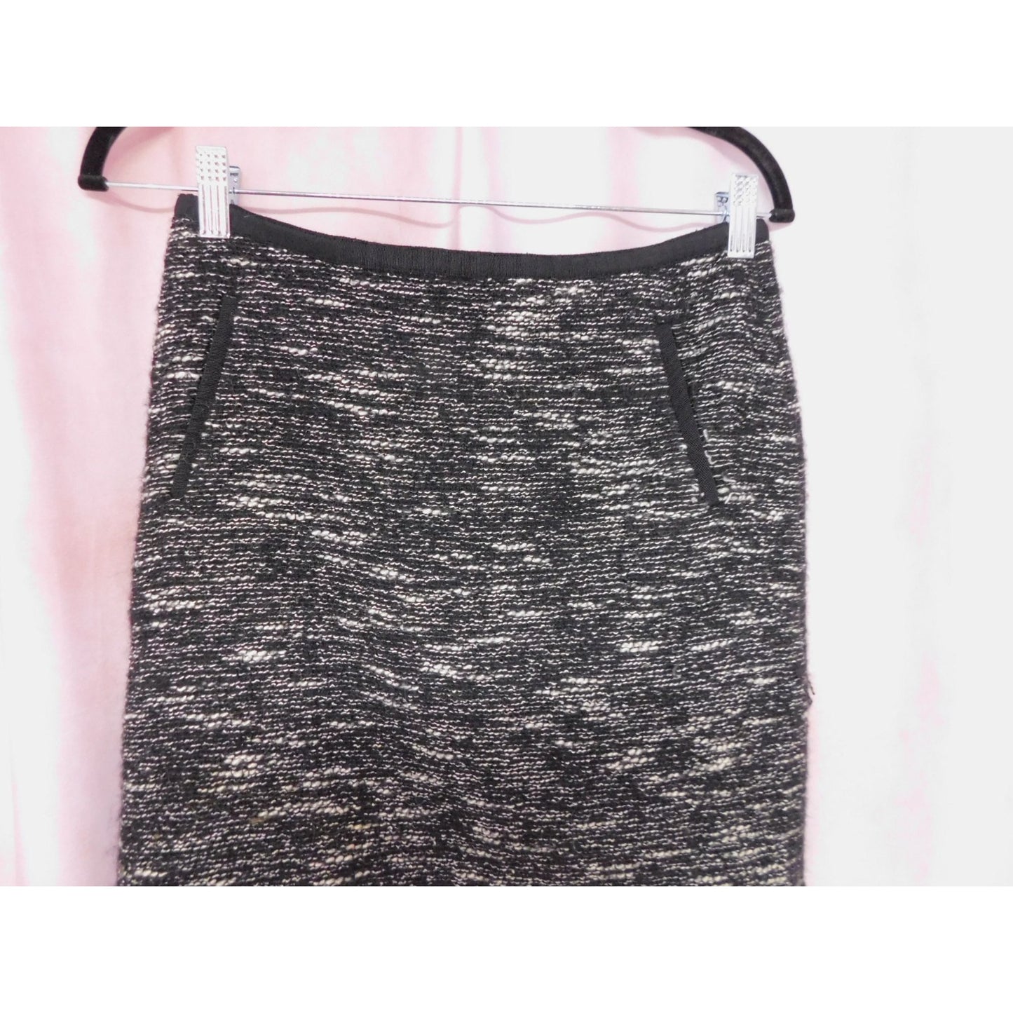 Mini-jupe en tweed mélangé de laine Talbots Petites pour femmes 4P avec poches noires