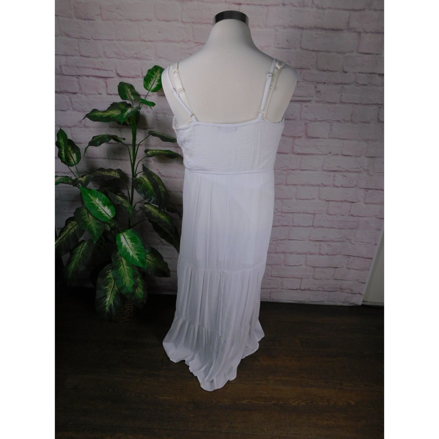 Robe longue bohème Kelly Renee avec broderie florale et doubles bretelles spaghetti Blanc Femme XL