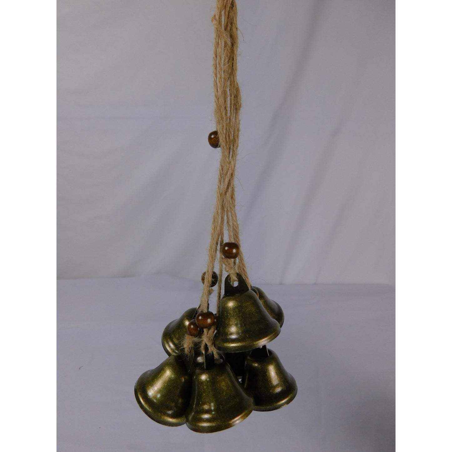 Witch Protection Bells Antique Brass Hanging Decor With Jute Rope