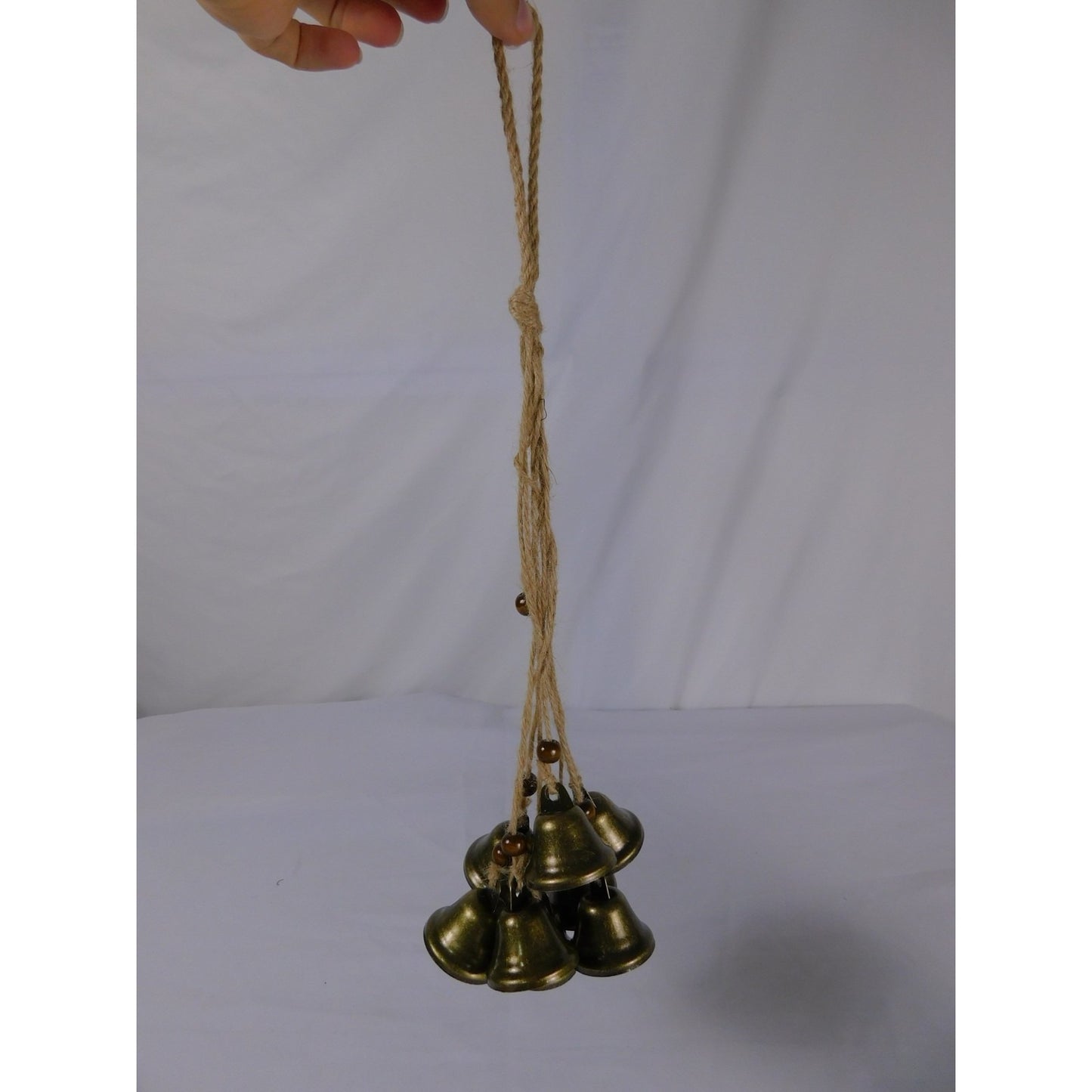 Witch Protection Bells Antique Brass Hanging Decor With Jute Rope