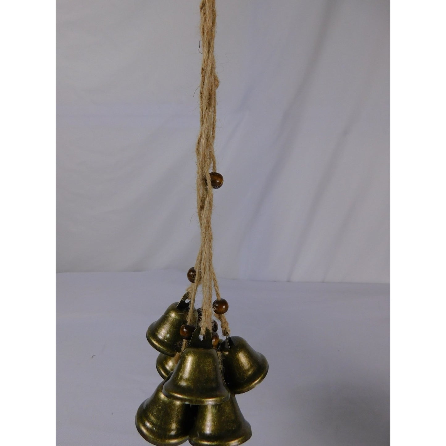 Witch Protection Bells Antique Brass Hanging Decor With Jute Rope