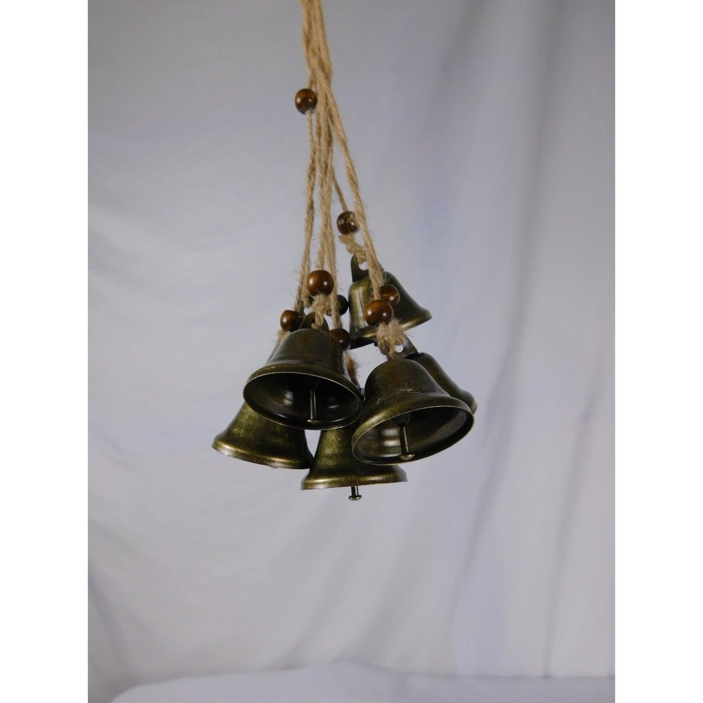Witch Protection Bells Antique Brass Hanging Decor With Jute Rope