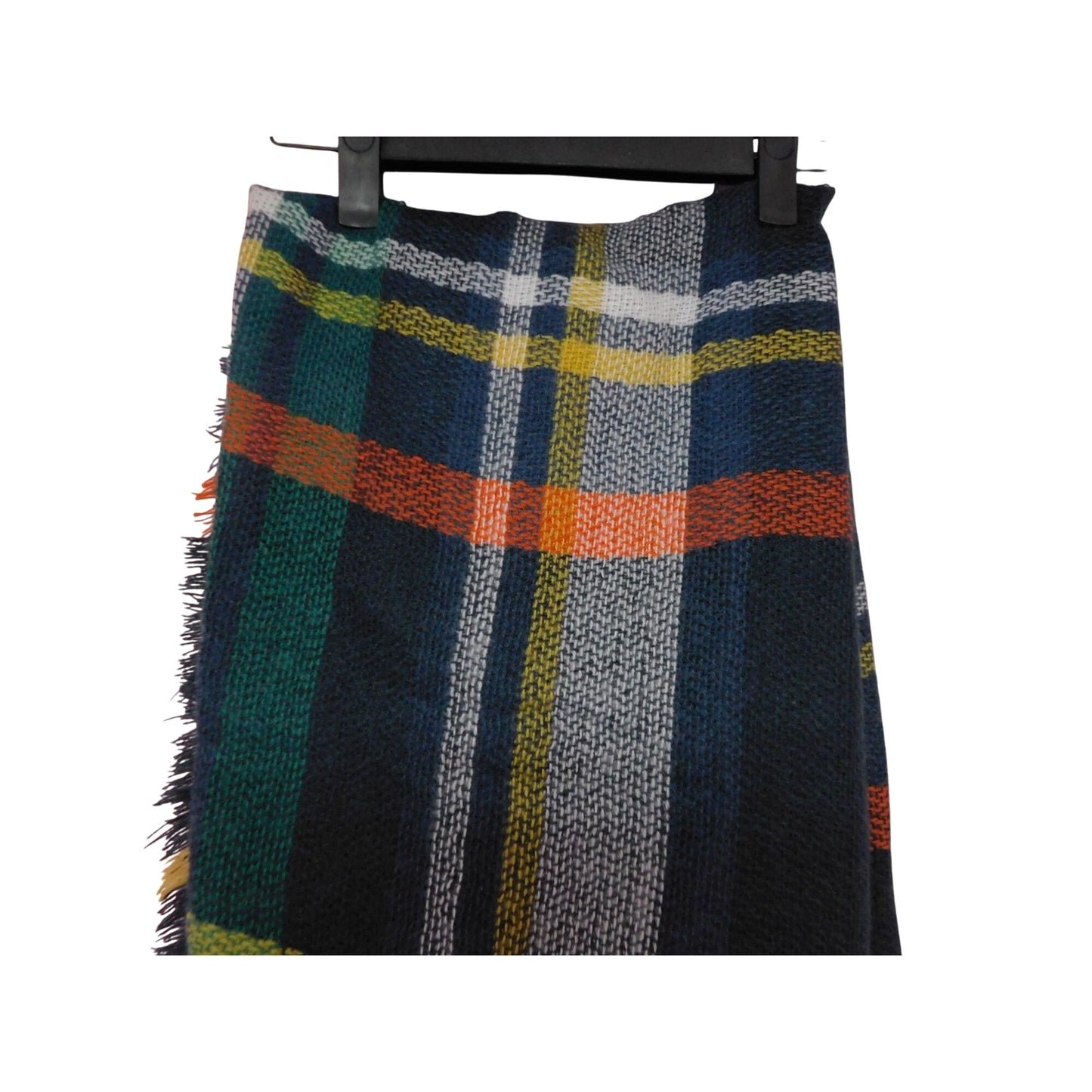 CLASSIC Large Lightweight Green Navy Blue Tartan Plaid Blanket Scarf Wrap 55"