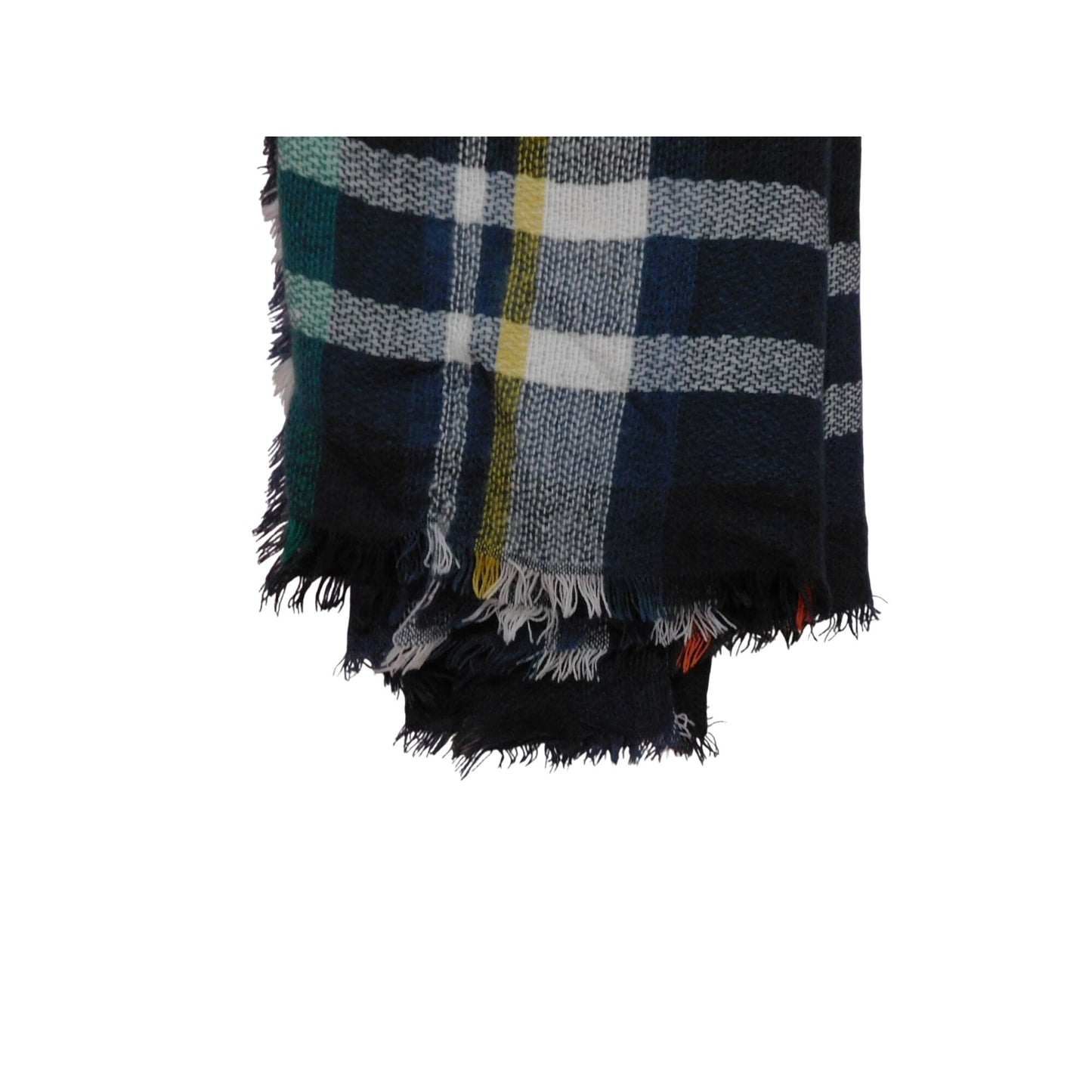 CLASSIC Large Lightweight Green Navy Blue Tartan Plaid Blanket Scarf Wrap 55"