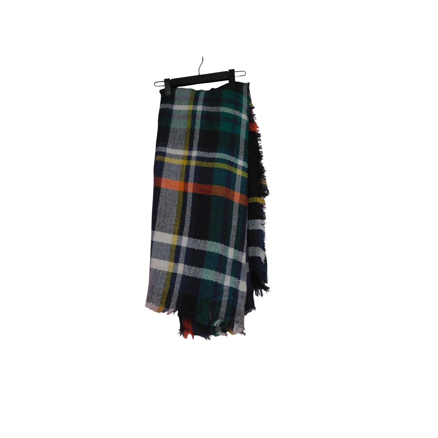 CLASSIC Large Lightweight Green Navy Blue Tartan Plaid Blanket Scarf Wrap 55"