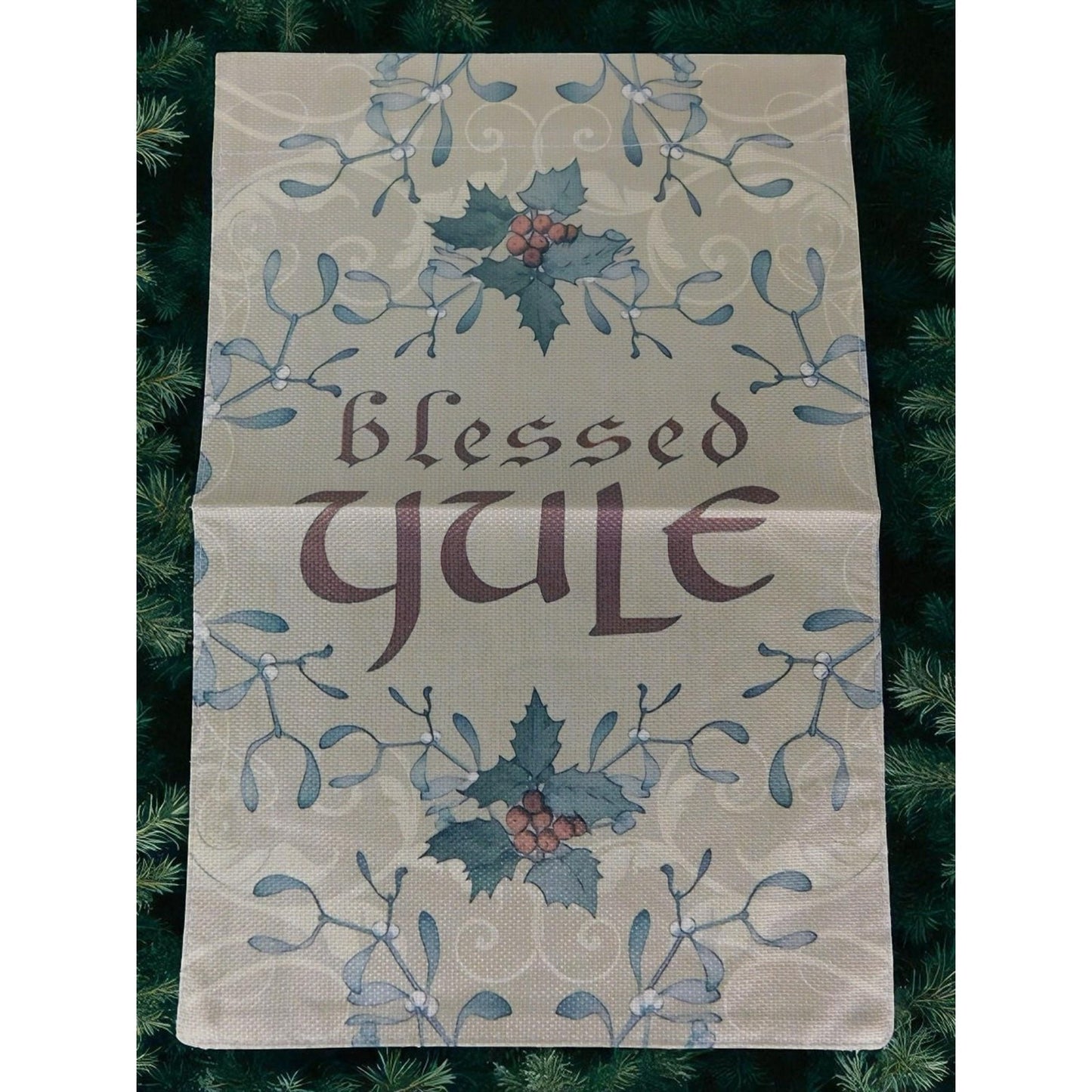 Blessed Yule Garden Flag Pagan Holiday Decor Winter Solstice Outdoor Banner Sign