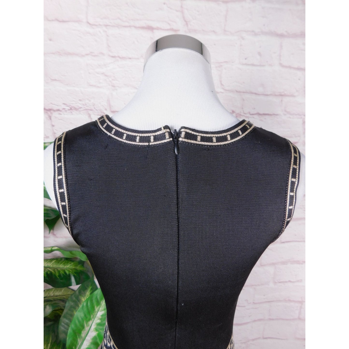 Jealous Tomato Black Tan Dress Size Small Knit Geometric Tribal Style