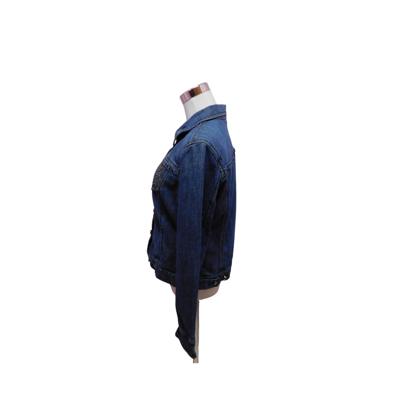 Vtg Code Bleu Womens Blue Denim Jacket Decorative Front Pockets Sz M