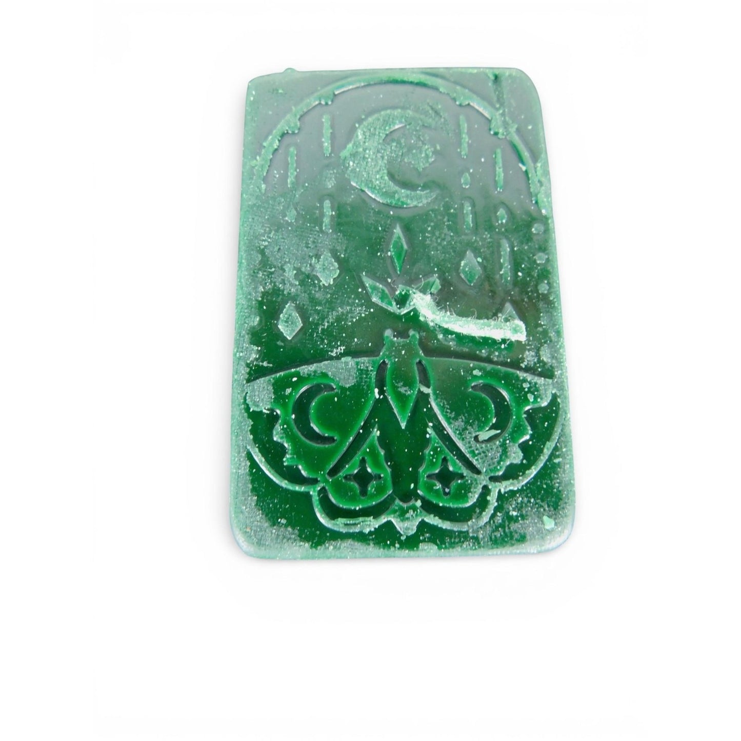 Handmade Rectangle Moth Moon Candle Small Single Wick Decor Witchy Altar Decor