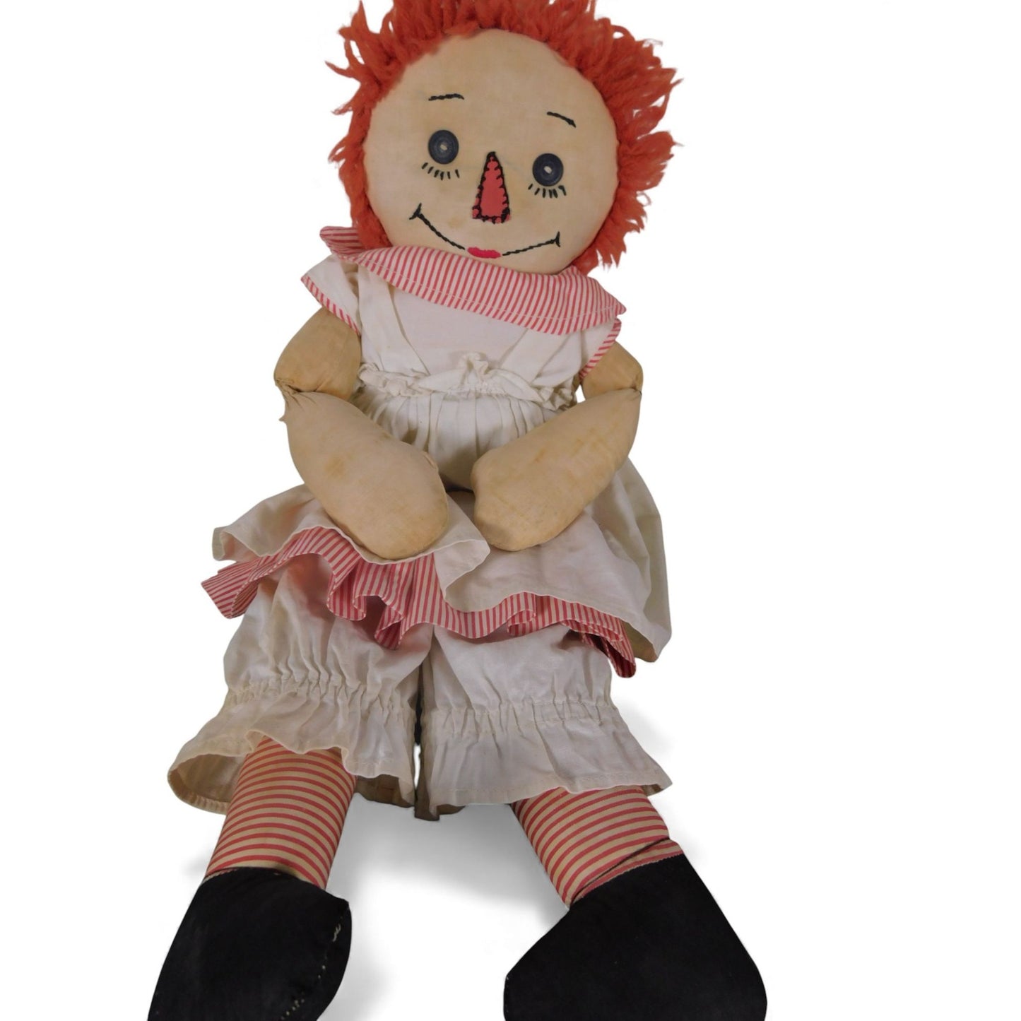 Vintage Raggedy Ann & Andy Dolls 20" - Handcrafted Cloth Poppets - Good