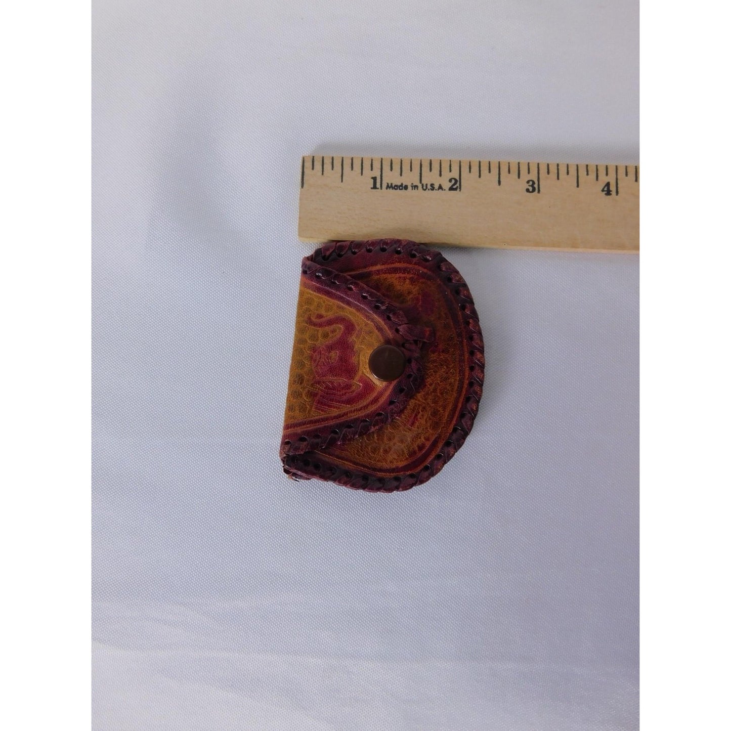 Elephant Coin Wallet Womens One Size Brown Leather Snap Button Small Tooled