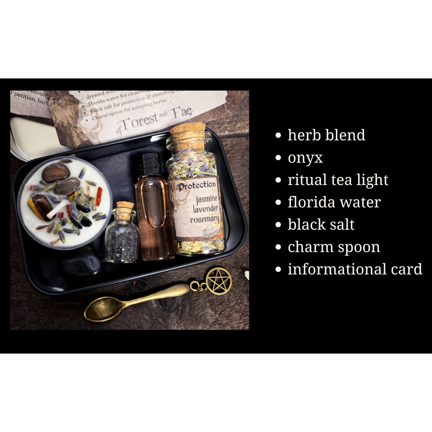 Protection Travel Altar Kit - On-the-Go Shielding - Glass Tin Spoon