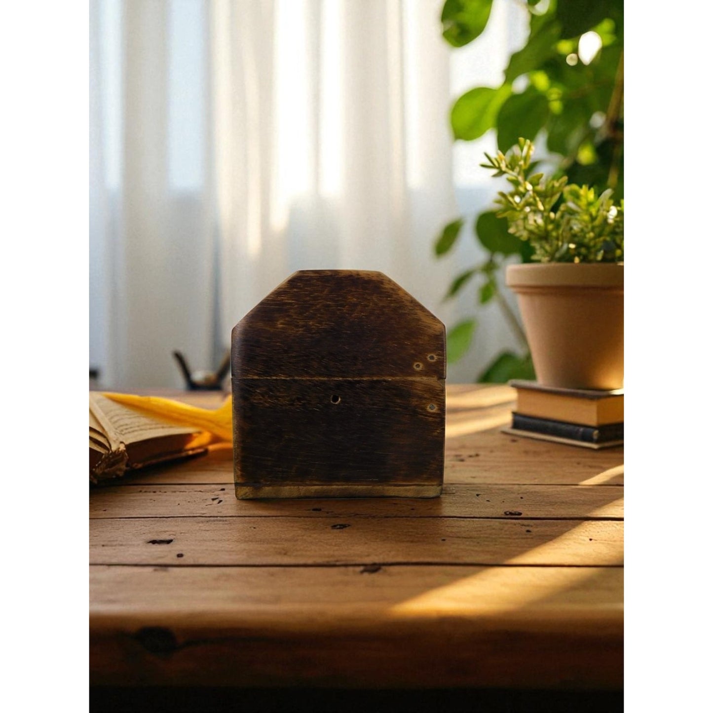 Wooden Incense Burner Box Holder Aromatherapy Cone Stick Storage Rustic Decor