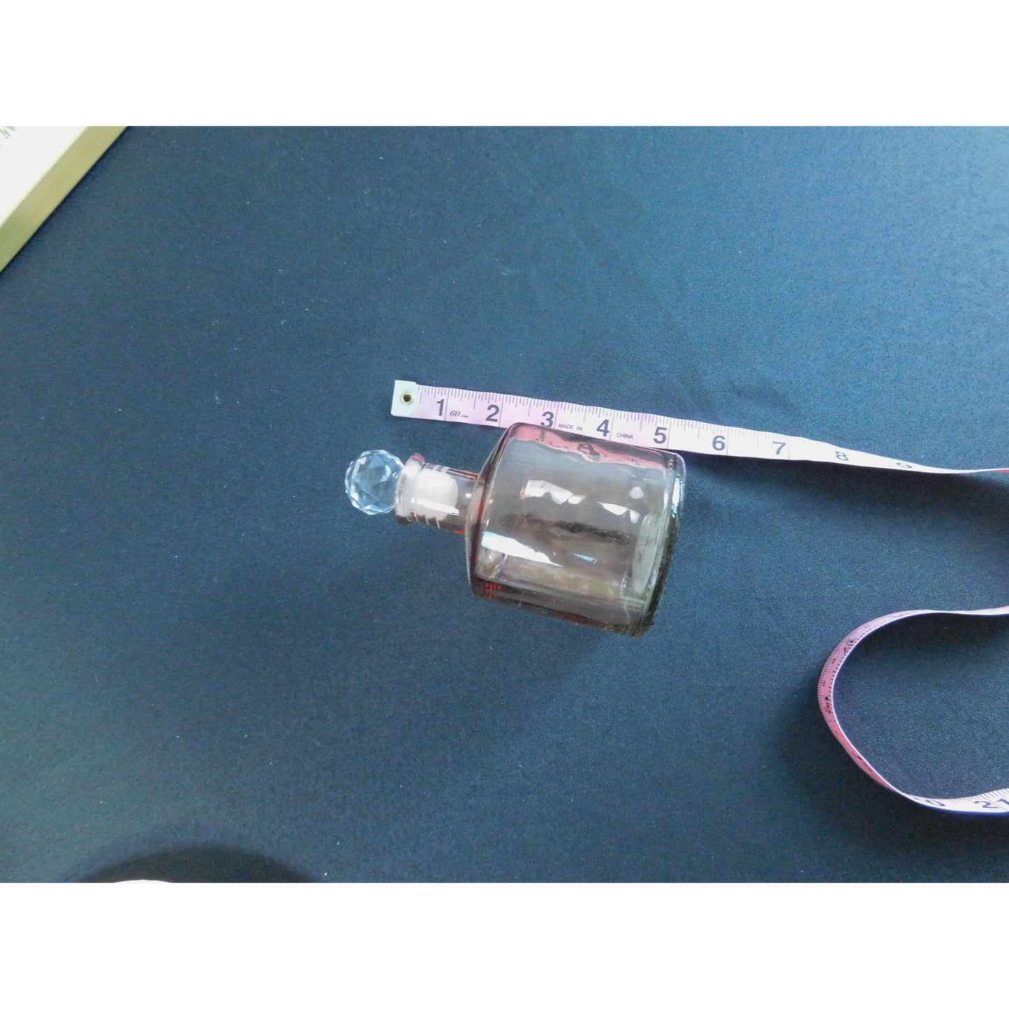 Vintage-Style Pink Clear Glass Bottle with Faceted Plastic Stopper - Perfume/Oil Decor 5.25"