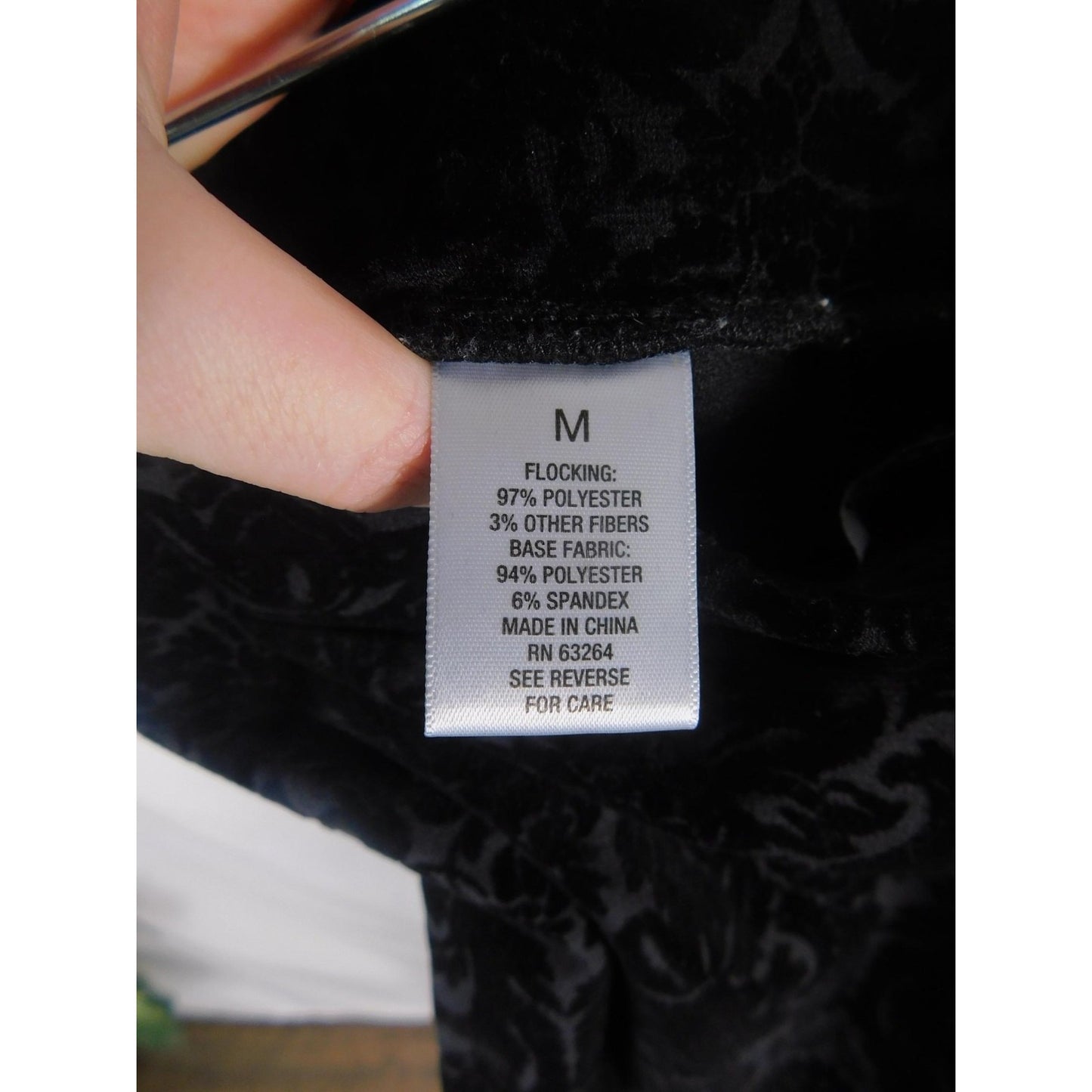 Roz & Ali Pants Womens Medium Black Flocked Velvet Damask Gothic Witchy