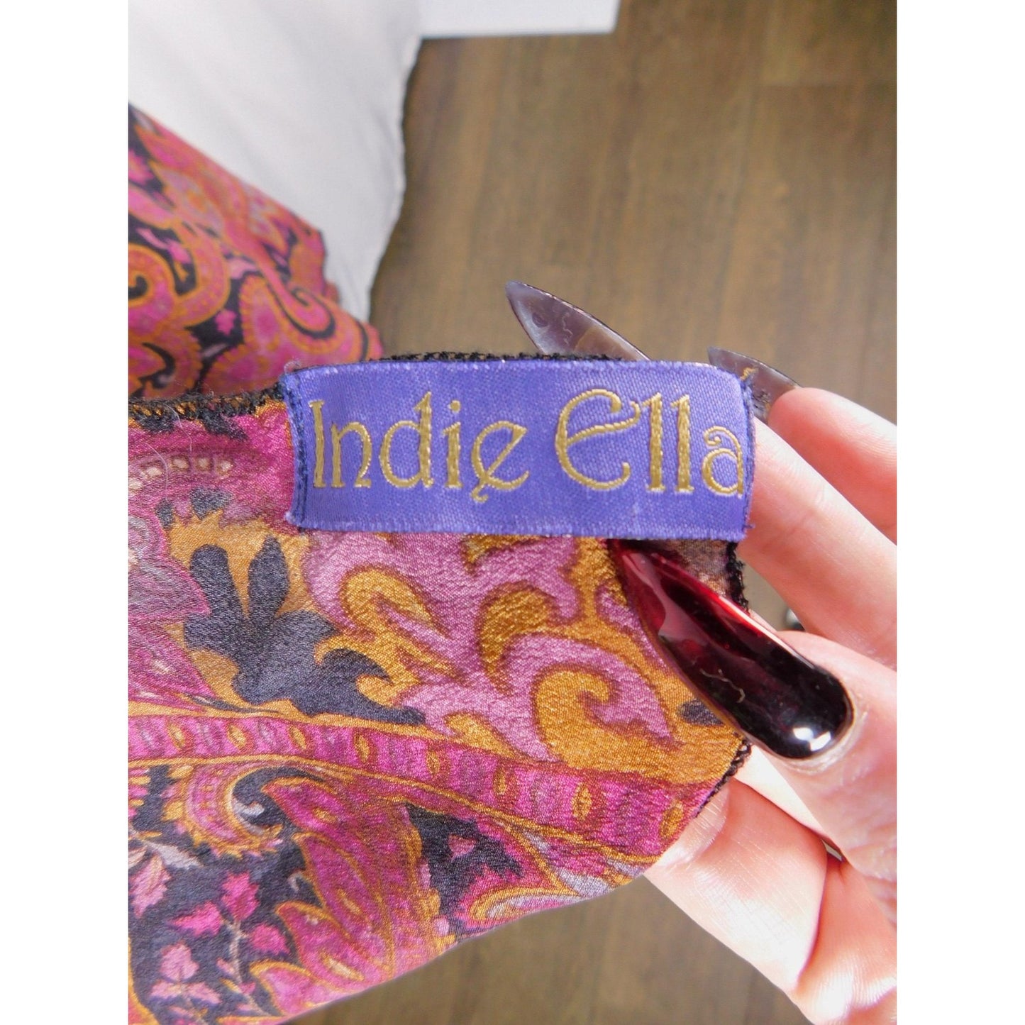 Indie Ella Pink Black Paisley Boho Shawl Wrap OS