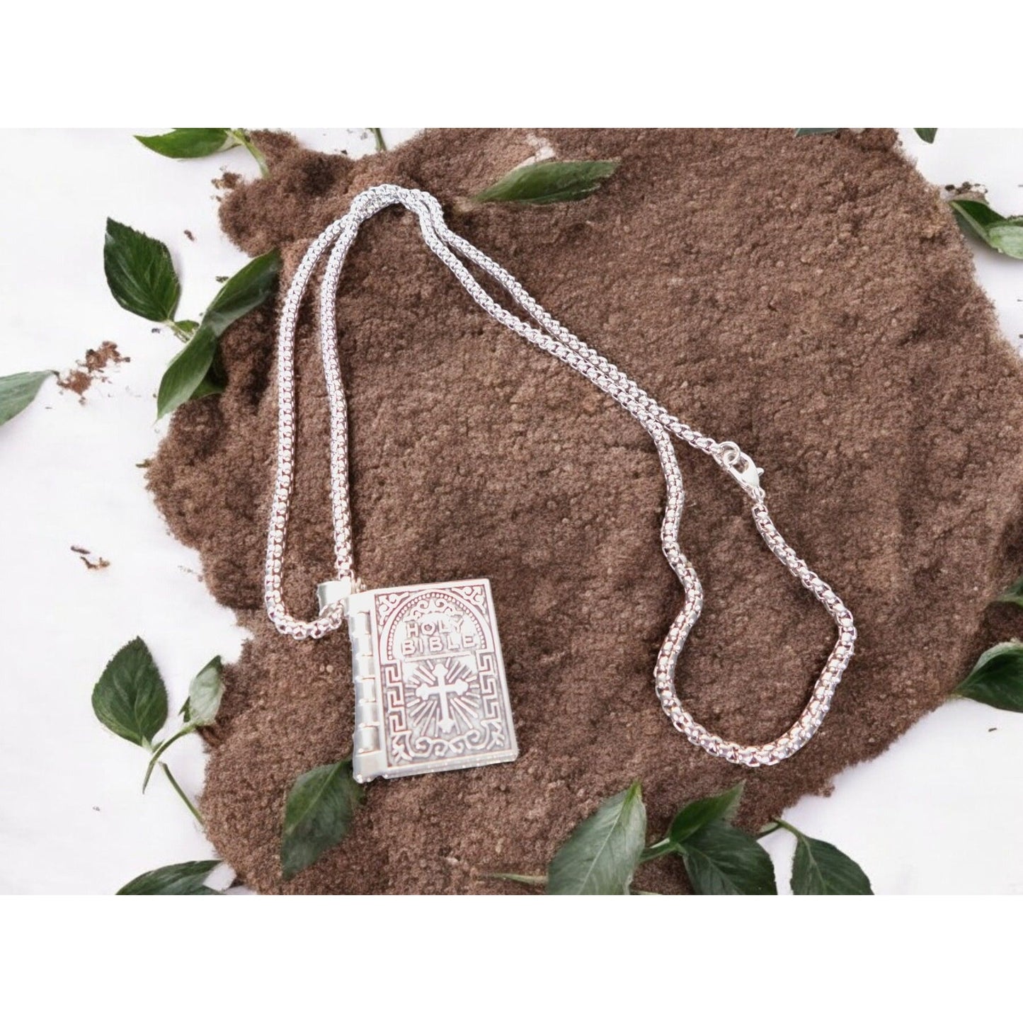 Holy Bible Lord’s Prayer Necklace Stainless Steel 24" Chain Religious Gift