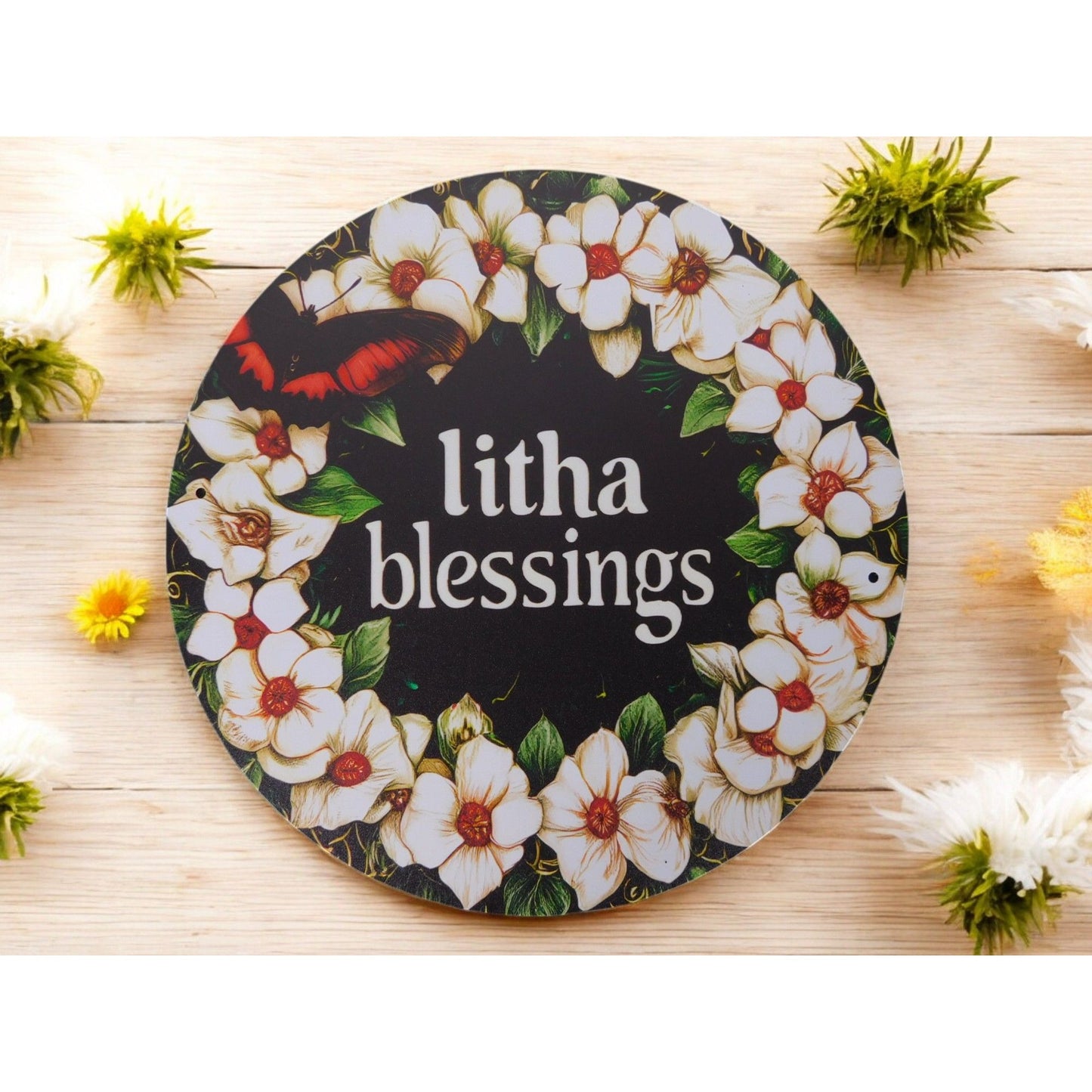 Litha Blessings Metal Tin Sign 8x8 Pagan Summer Solstice Decor