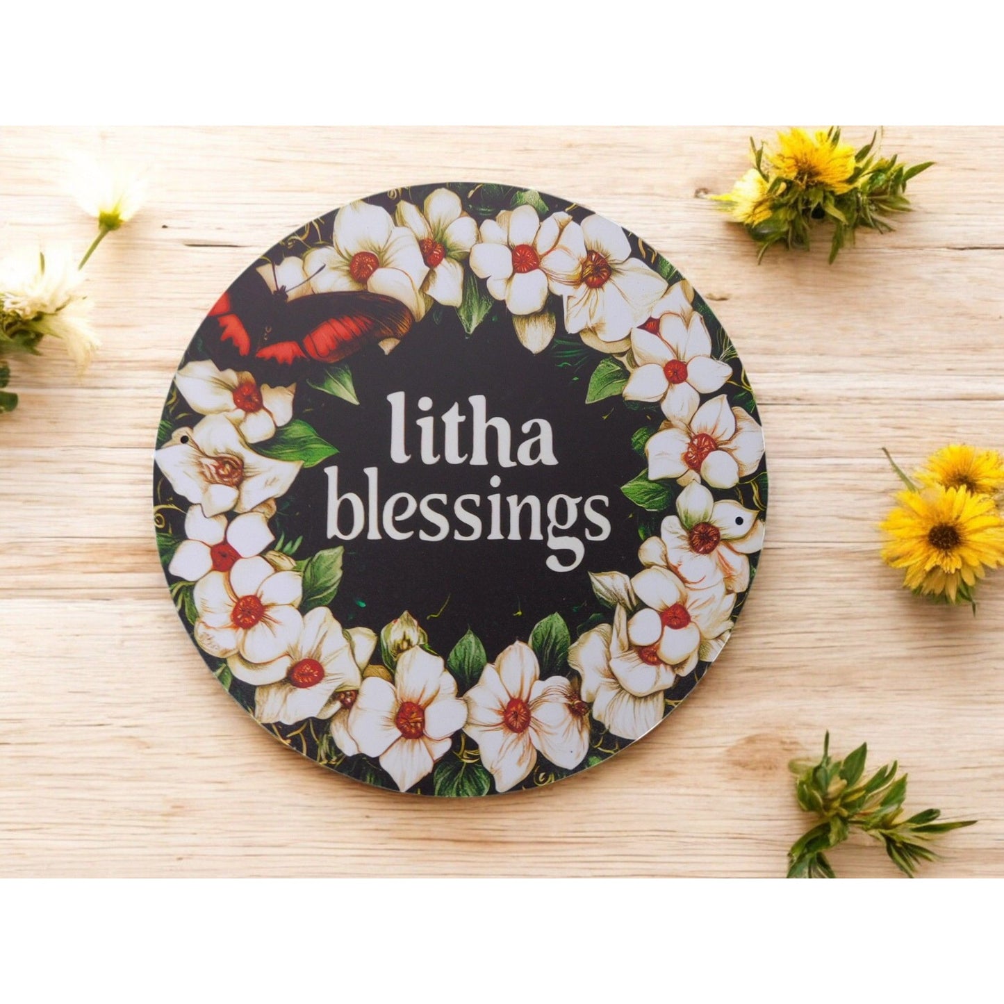 Litha Blessings Metal Tin Sign 8x8 Pagan Summer Solstice Decor