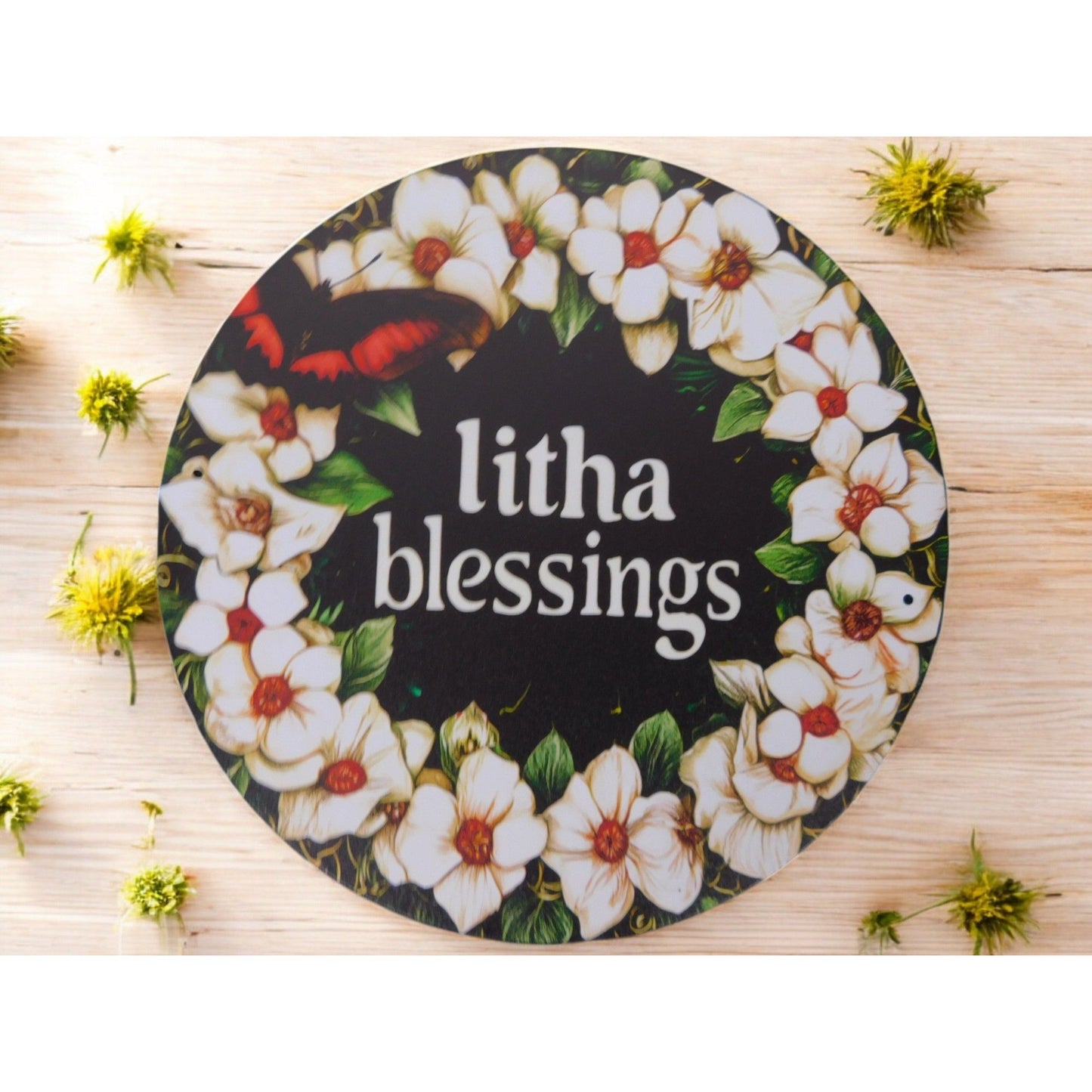 Litha Blessings Metal Tin Sign 8x8 Pagan Summer Solstice Decor