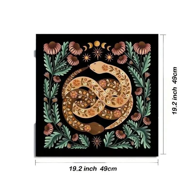 Bohemian Snake & Botanical Tarot Cloth 19" Square