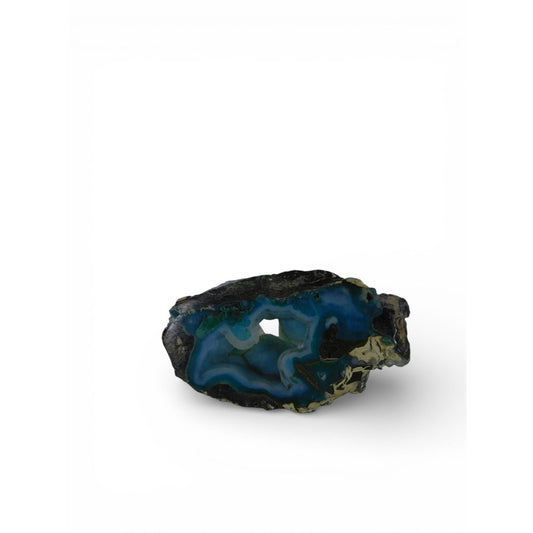 Blue Agate Geode Slice 0.62 Lb Raw Polished Freeform Stone Altar Decor