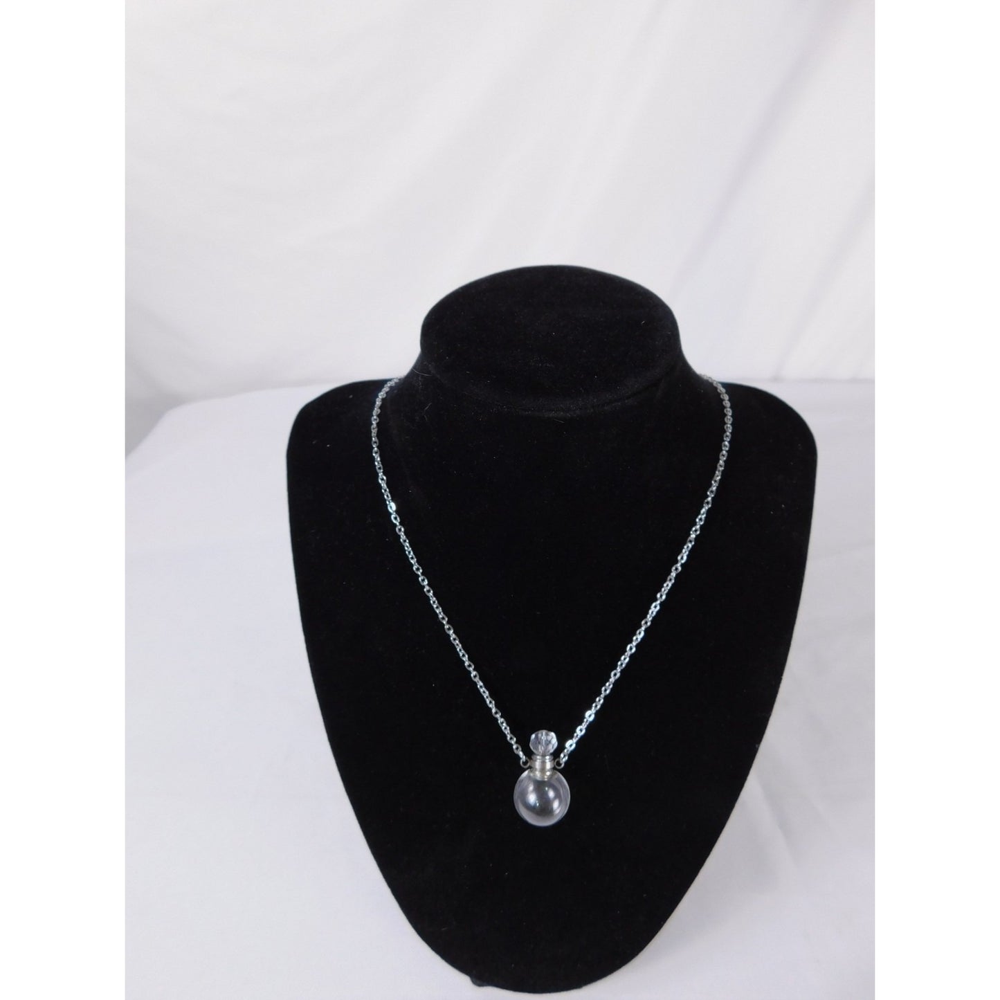 Glass Vial Necklace Silver Pendant Aromatherapy Locket Chain Gift Perfume Bottle
