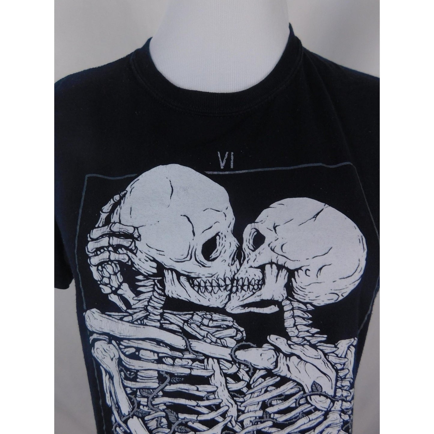 The Lovers Tarot Shirt Small Black Skeletons Graphic Gothic L'Amoureux