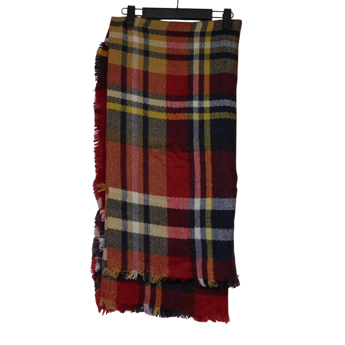 Écharpe-couverture à carreaux écossais rouge bleu marine classique de grande taille et légère, 55"