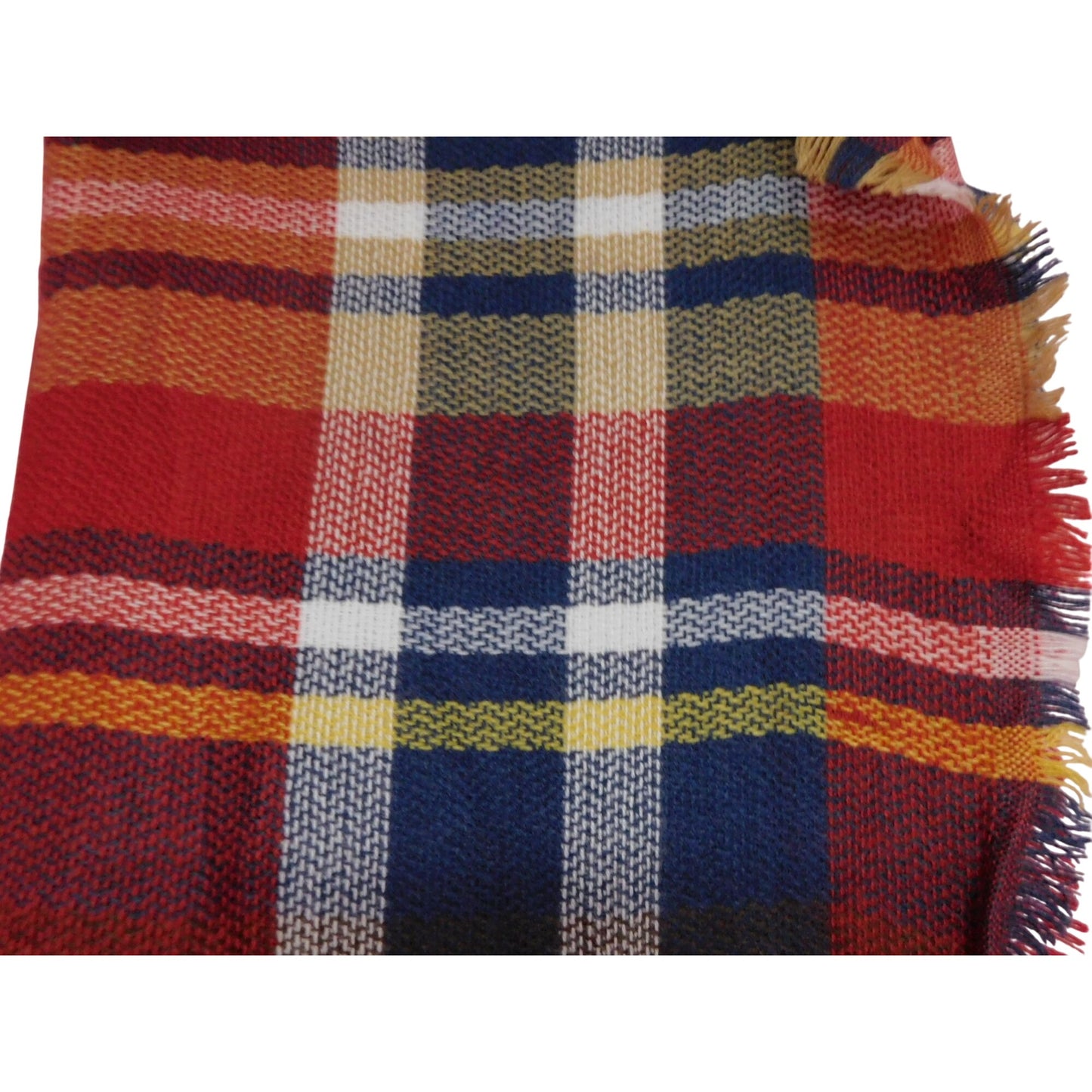 Écharpe-couverture à carreaux écossais rouge bleu marine classique de grande taille et légère, 55"