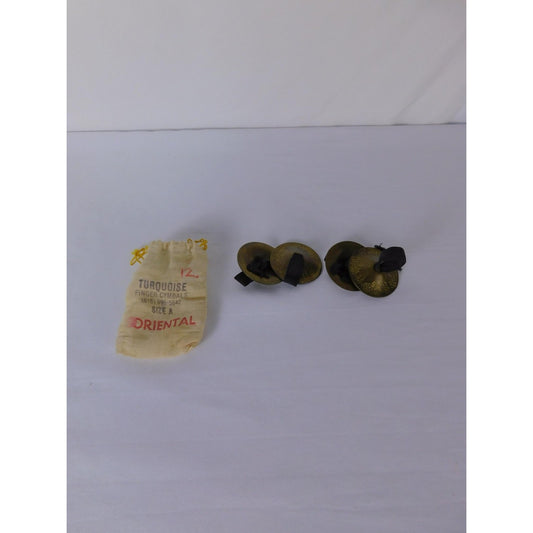 Turquoise Oriental Brass Crotales Finger Cymbals Size A Lightweight Belly Dance