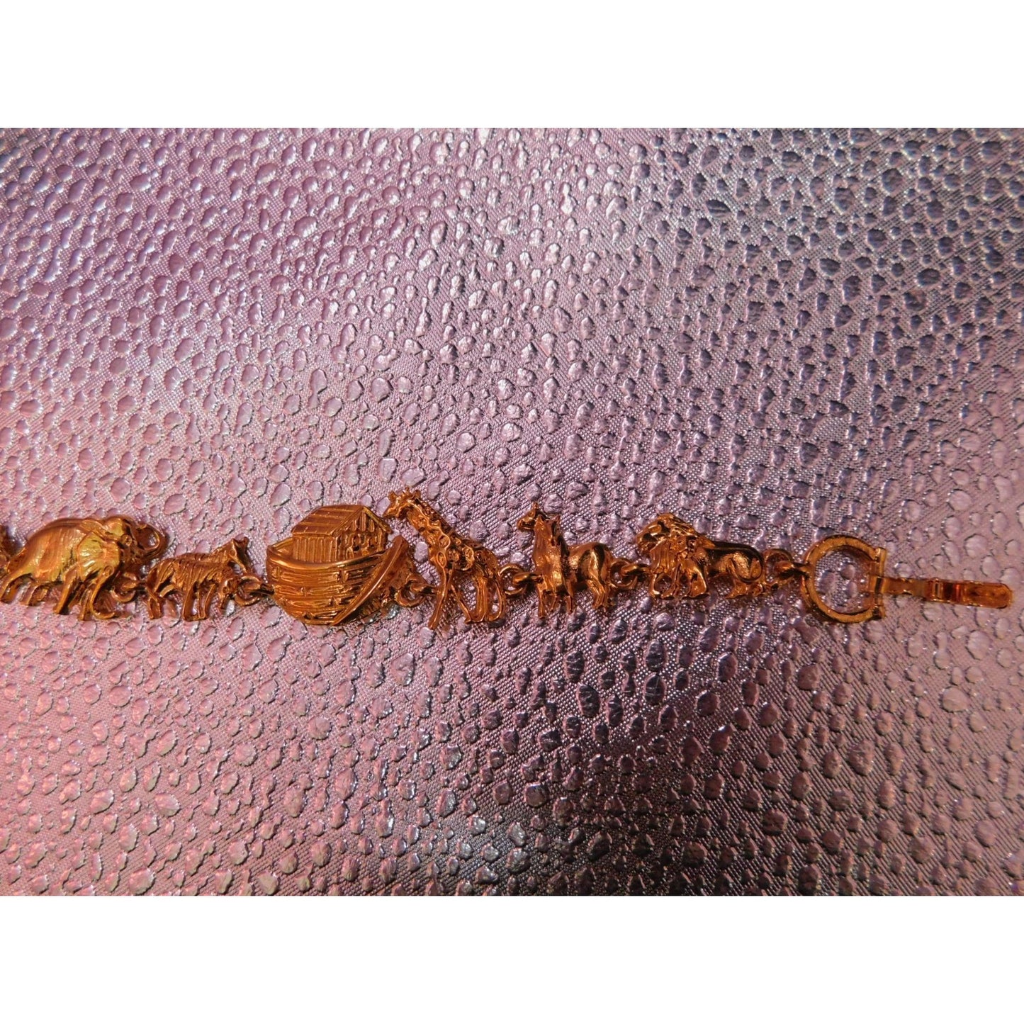 Noah's Ark Themed Gold Toned Metal Bracelet Christian Religious