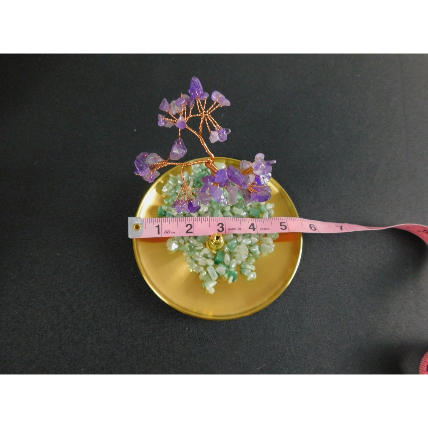 Crystal Gem Tree of Life Incense Stick Holder / Burner with Amethyst & Green Aventurine Crystals